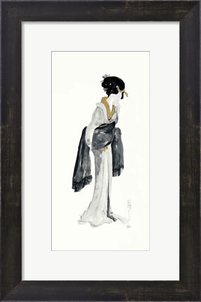 Framed Geisha II Black and Gold Print