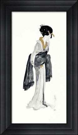 Framed Geisha II Black and Gold Print