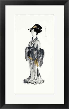 Framed Geisha I Black and Gold Print
