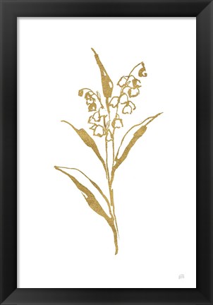 Framed Gold Line Lily of the Valley II Print
