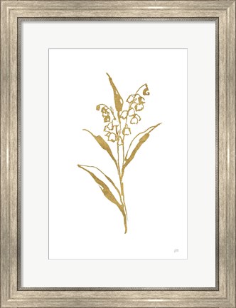 Framed Gold Line Lily of the Valley II Print