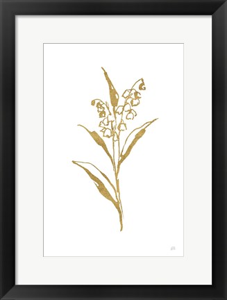 Framed Gold Line Lily of the Valley II Print