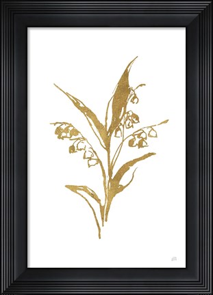 Framed Gold Line Lily of the Valley I Print