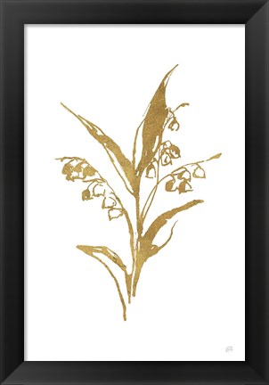 Framed Gold Line Lily of the Valley I Print