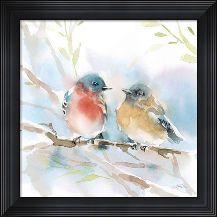 Framed Bluebird Pair in Spring Print