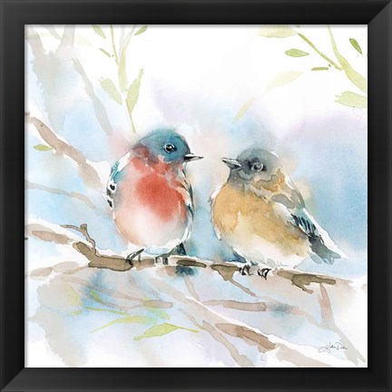 Framed Bluebird Pair in Spring Print