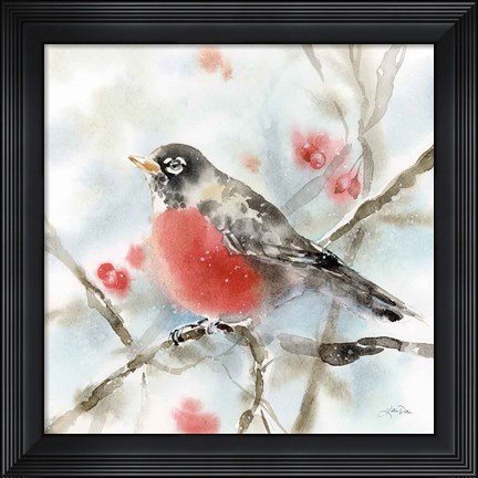 Framed Winter Robin Print