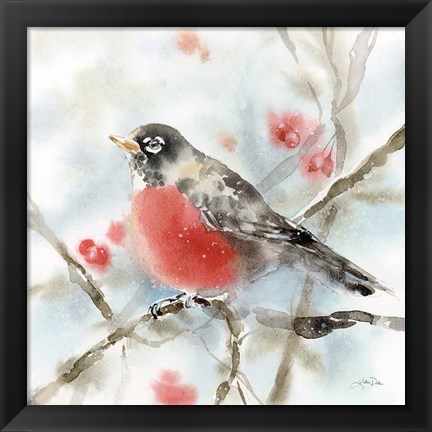 Framed Winter Robin Print