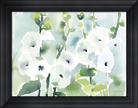 Framed White Hollyhocks Print
