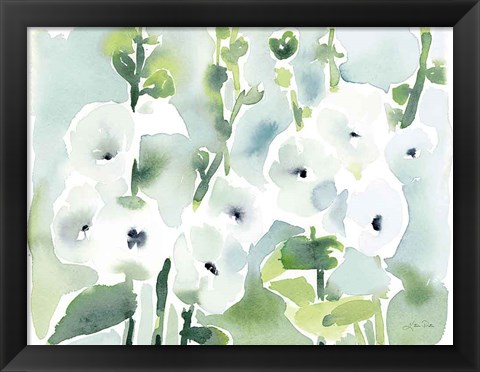 Framed White Hollyhocks Print