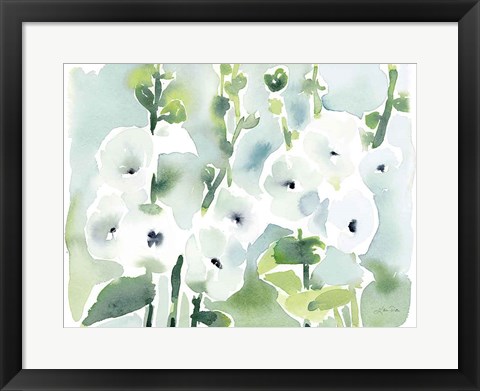 Framed White Hollyhocks Print