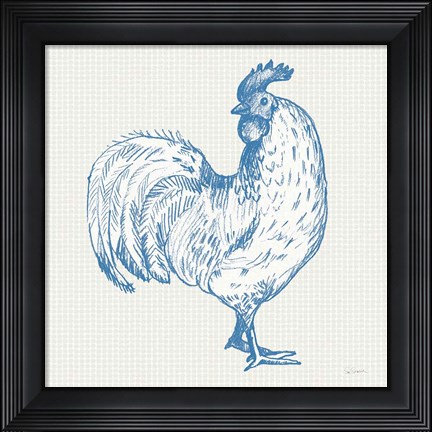Framed Cottage Rooster III Print
