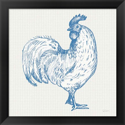 Framed Cottage Rooster III Print