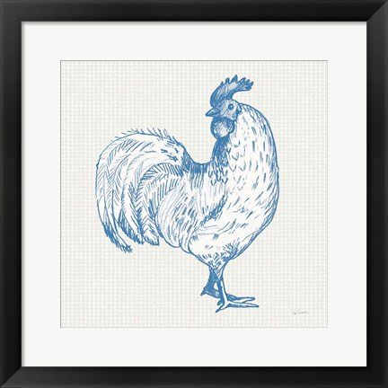 Framed Cottage Rooster III Print