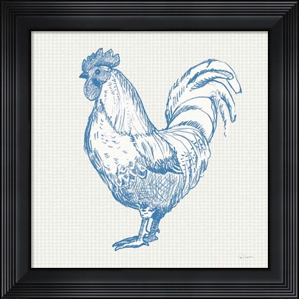 Framed Cottage Rooster II Print