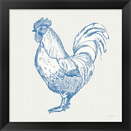 Framed Cottage Rooster II Print