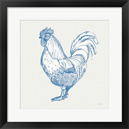 Framed Cottage Rooster II Print