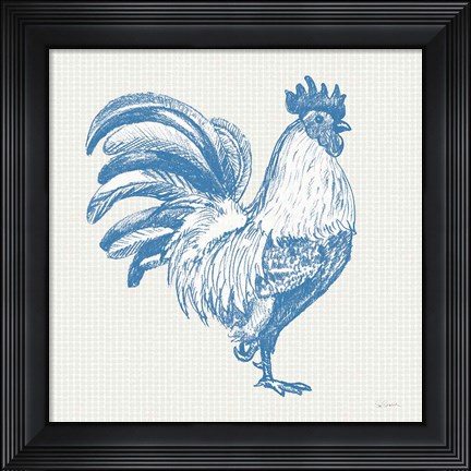 Framed Cottage Rooster I Print