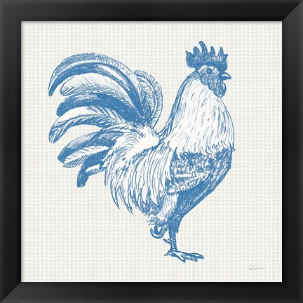 Framed Cottage Rooster I Print