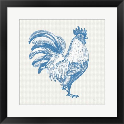 Framed Cottage Rooster I Print