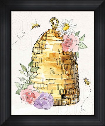 Framed Honeybee Blossoms VI Print