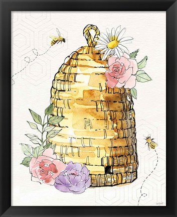 Framed Honeybee Blossoms VI Print