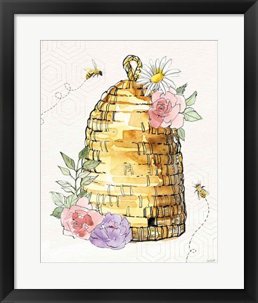 Framed Honeybee Blossoms VI Print