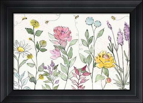 Framed Honeybee Blossoms I Print