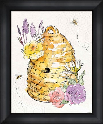 Framed Honeybee Blossoms VII Print