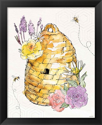 Framed Honeybee Blossoms VII Print