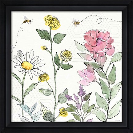 Framed Honeybee Blossoms III Print