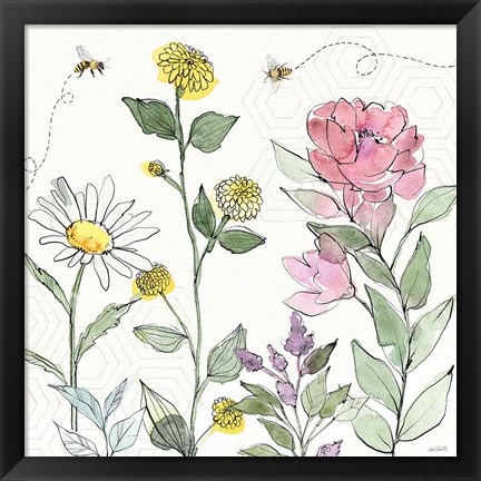 Framed Honeybee Blossoms III Print