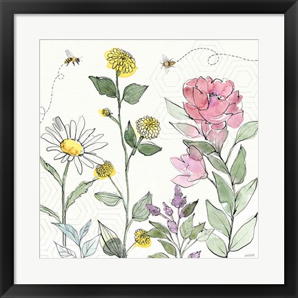 Framed Honeybee Blossoms III Print