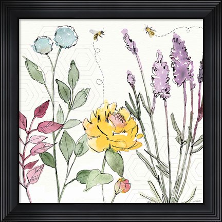 Framed Honeybee Blossoms II Print