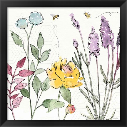 Framed Honeybee Blossoms II Print