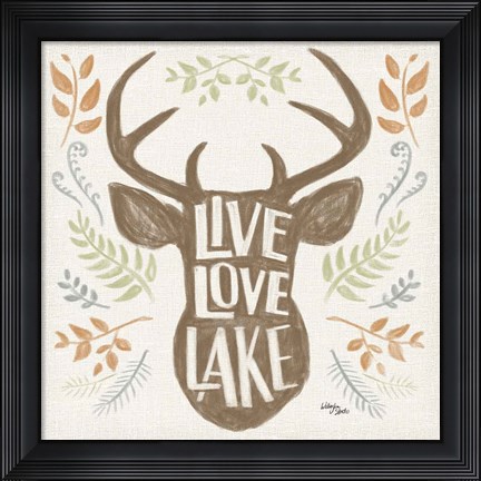 Framed Lake Life III Green Print