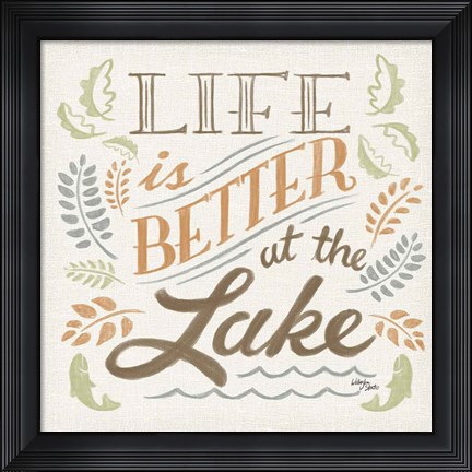 Framed Lake Life I Green Print