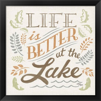 Framed Lake Life I Green Print