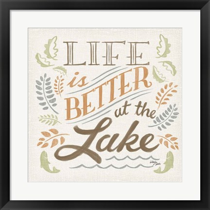 Framed Lake Life I Green Print