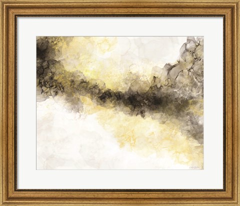 Framed Waves of Gray and Yellow Print