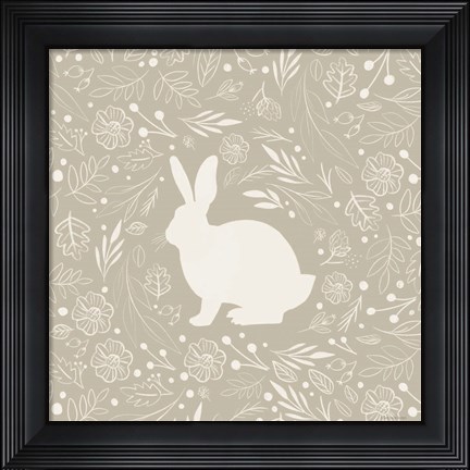 Framed Floral Rabbit Print