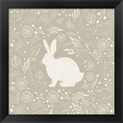 Framed Floral Rabbit Print