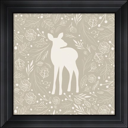Framed Floral Deer Print