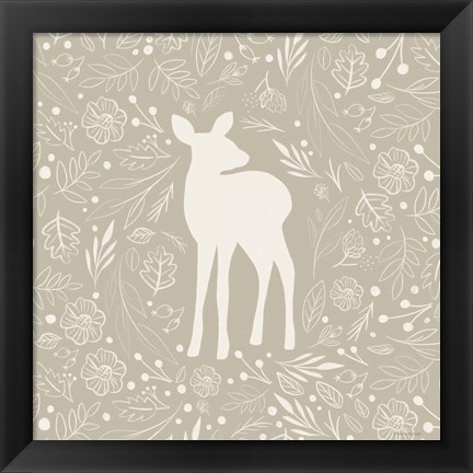 Framed Floral Deer Print