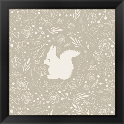 Framed Floral Squirrel Print