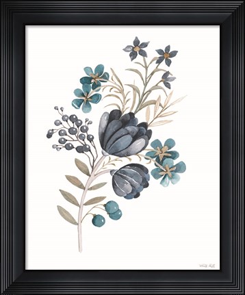 Framed Blue Botanical Mums Print