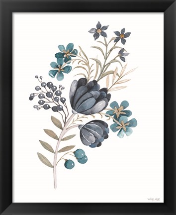 Framed Blue Botanical Mums Print