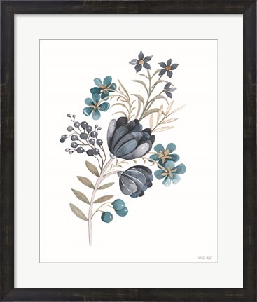 Framed Blue Botanical Mums Print