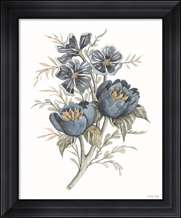Framed Blue Botanical Peonies Print