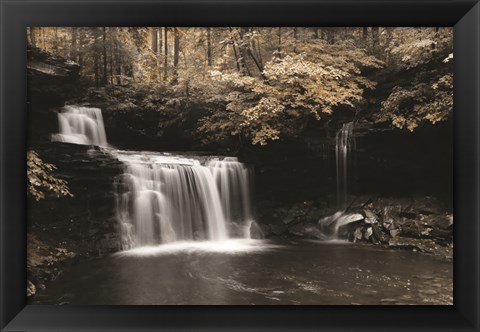 Framed Golden Waterfall I Print